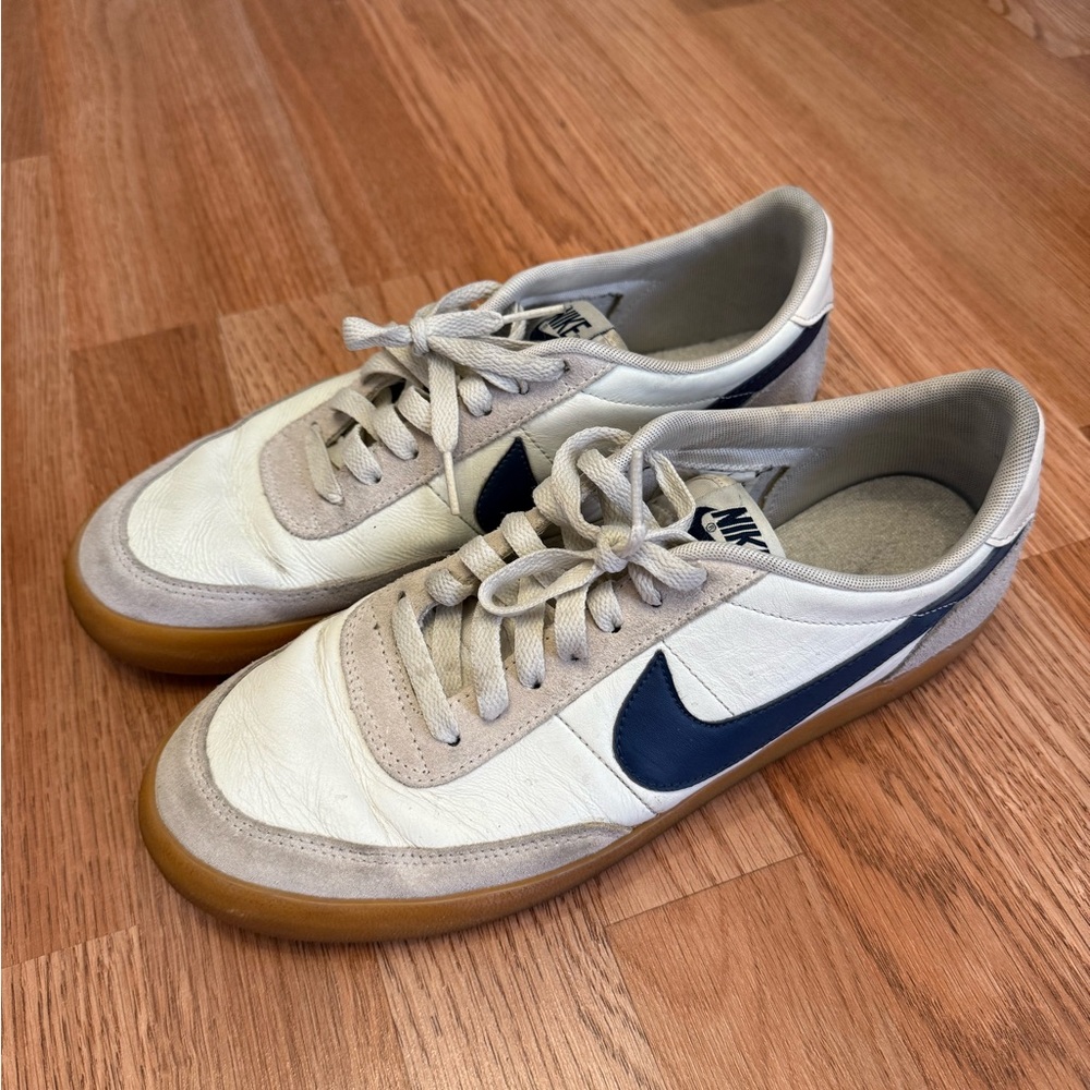Nike White and Blue Classic Sneakers
